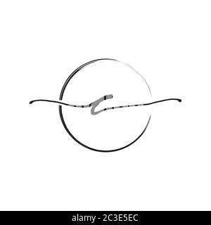 letter C lowercase handwriting wiith circle brush design vector Stock Vector