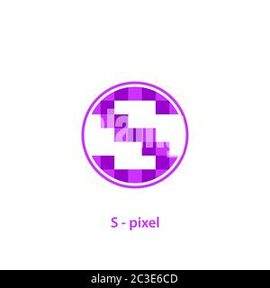 Initial letter S logo, pixel art design concept, isolated on white background Stock Vector