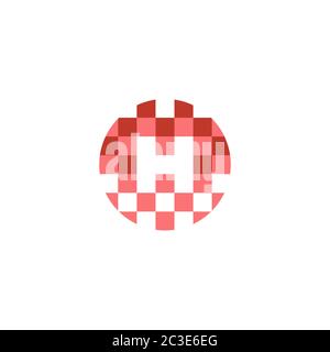 Initial letter H logo, pixel art design concept, isolated on white background. Stock Vector