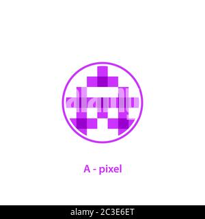 Initial letter A logo, pixel art design concept, isolated on white background. Stock Vector
