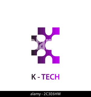 Letter K digital technology logo design concept template, isolated on white background. Stock Vector
