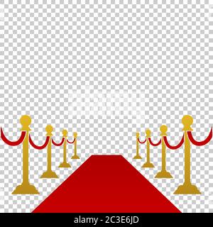 red carpet with barrier gold design vector on transparent background Stock Vector