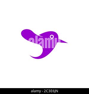 Abstract flying bird graphic logo template, simple and minimal logo design, isolated on white background. Stock Vector