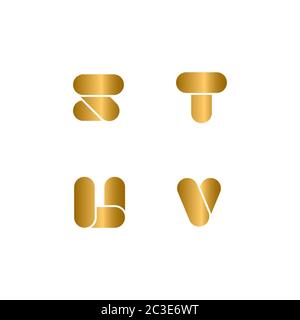 Set of initial letter logo, sparkle golden font design concept, isolated on white background. Stock Vector