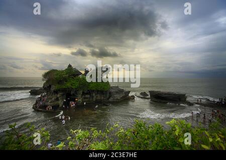 The Tanah Lot Temple, the most important hindu temple of Bali, Indonesia. Stock Photo