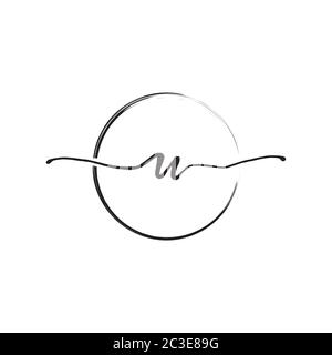 letter U lowercase handwriting wiith circle brush design vector Stock Vector