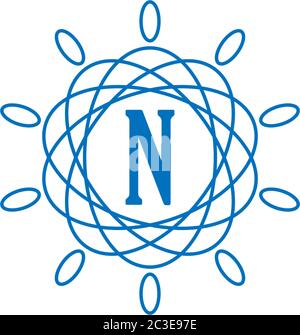 Letter N  logotype in blue color design concept illustration Stock Vector