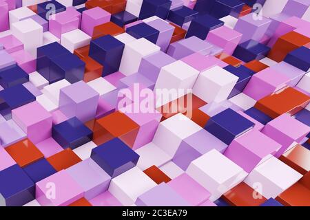 Colored cubes in a rose blue brown white color scheme Stock Photo