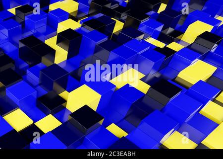 Colored cubes in a blue yellow color scheme Stock Photo