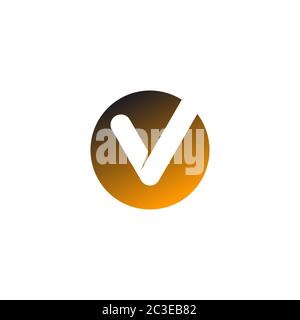 Letter V, check mark logo design concept template, isolated on white background. Stock Vector