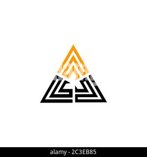 Triangle graphic logo template, vector illustration of a pyramid, isolated on white background. Stock Vector