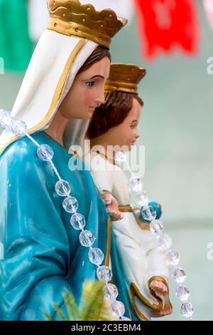 Religious image depicting Our Lady, mother of Jesus with her child on her lap Stock Photo