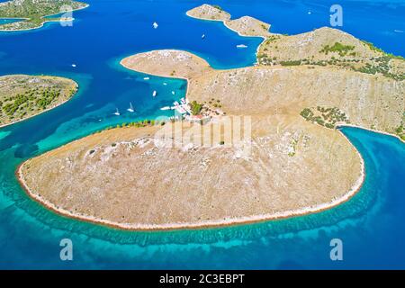 Kornati. Amazing island archipelago landscape of Kornati national park aerial view Stock Photo