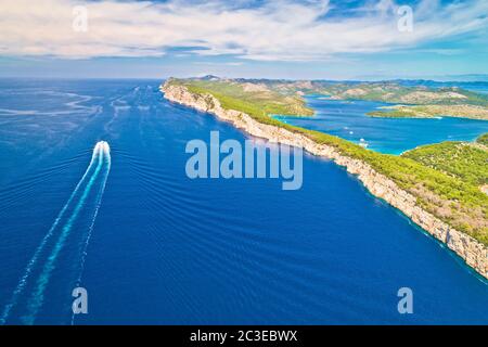 Telascica nature park cliffs and Dugi Otok island aerial view Stock Photo