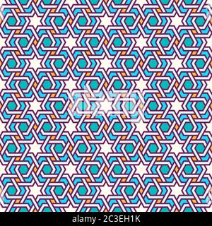 Tangled modern pattern, based on traditional oriental arabic patterns. Seamless vector background. Plain colors - easy to recolor. Stock Vector
