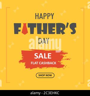 Happy Father's Day sale, discount flat cashback, shop now banner, vector illustration Stock Vector