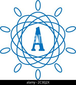 Letter A  logotype in blue color design concept illustration Stock Vector