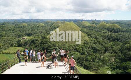 Chocolate Hills green hilly landscape on Cebu Island in the Philippines. Stock Photo