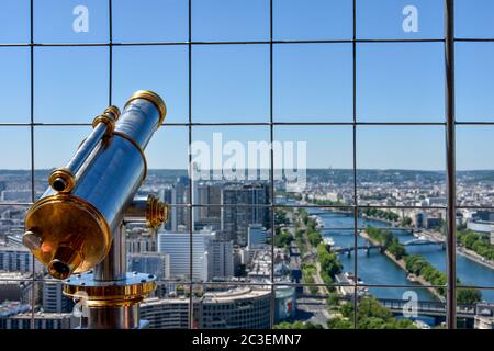 view of Paris from the top of the Eiffel Tower. Stock Photo