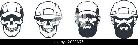 Skull mechanic in cap and hardhat Stock Vector