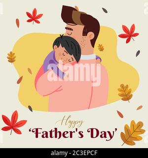 Father's Day flat design, art Dad and son, father and child, vector illustration Stock Vector