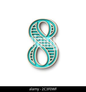 Classic old fashioned font Number 6 SIX 3D render illustration isolated