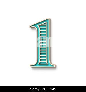 Classic old fashioned font Number 4 FOUR 3D render illustration