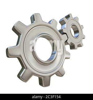 Two metal gear wheels 3D Stock Photo