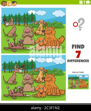 differences educational task with cartoon dogs group Stock Photo - Alamy
