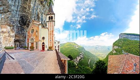 Madonna della Corona church on the rock panoramic view Stock Photo