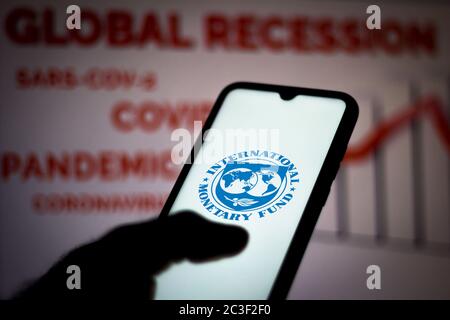 Brazil. 19th June, 2020. In this photo illustration the International Monetary Fund (IMF) logo seen displayed on a smartphone. Credit: Rafael Henrique/SOPA Images/ZUMA Wire/Alamy Live News Stock Photo