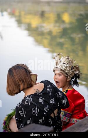 Chinese girl in traditional folk costume Stock Photo