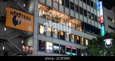 The famous Hooter Restaurant in Shibuya, Tokyo, Japan Stock Photo