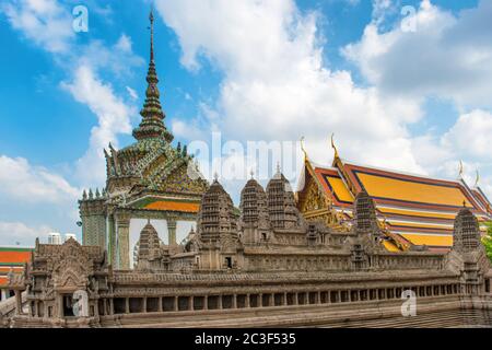 View of model of Angkor Wat in Temple of Emerald Buddha in Bangkok Stock Photo