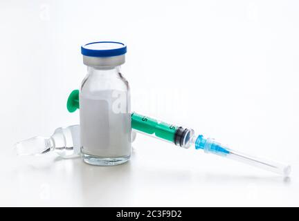 Medicine and syringe for injection Stock Photo