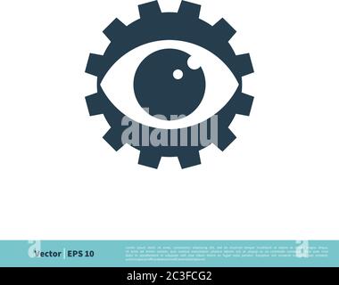 Gear Eyeball Icon Vector Logo Template Illustration Design. Vector EPS 10. Stock Vector