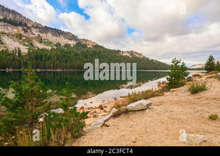 View of alpine Tenaya lake in Yosemite National Park. California.USA Stock Photo