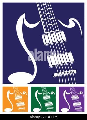 Stylized vector illustration on a musical theme. guitar Stock Vector