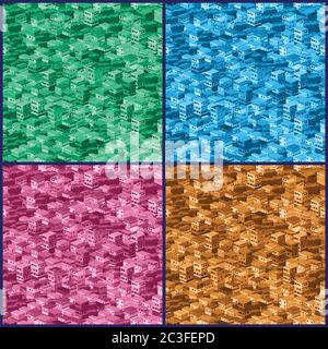 four seamless in all directions of the vector composition on the theme of urban Stock Vector