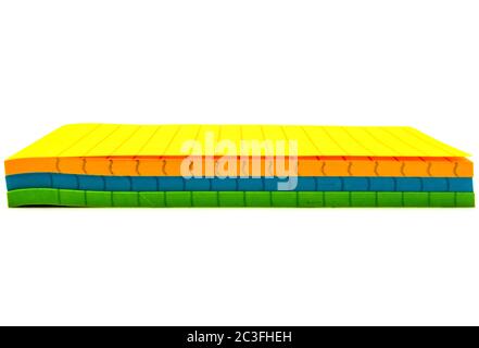Multicolor Memo Pad And Mini Container Filled With Pens And Pencils And Scissors Stock Photo
