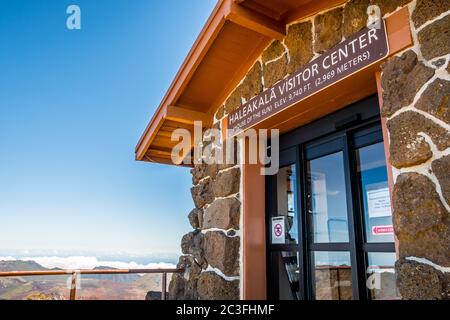 An entrance road going to Haleakala National Park, Hawaii Stock Photo