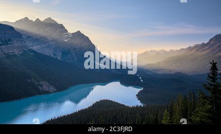 Peyto lake in Banff and Jasper national parks in Alberta, Canada Stock Photo