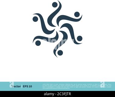 Abstract Human Shape Circular Flower icon Vector logo Template Illustration Design. Vector EPS 10. Stock Vector