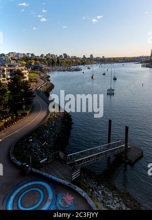 View of Vancouver's False Creek from Granville Bridge Stock Photo