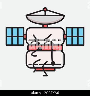 An illustration of Cute Satellite Antenna Mascot Vector Character in Flat Design Style Stock Vector