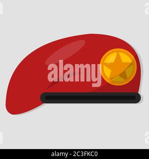 red beret for military equipment isolated vector illustration Stock Vector