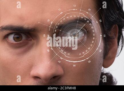 Concept of sensor implanted into human eye Stock Photo