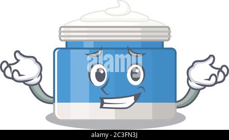 A cute picture of grinning moisturizer cream caricature character Stock Vector