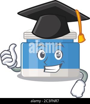 Happy proud of moisturizer cream caricature design with hat for graduation ceremony Stock Vector