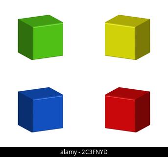 isometric cube icon illustrated in vector on white background Stock Photo
